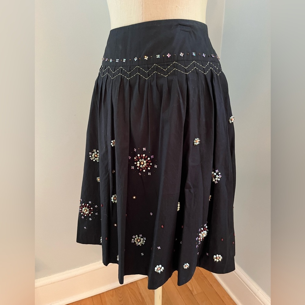 Beaded Black Skirt by Odille for Anthropologie